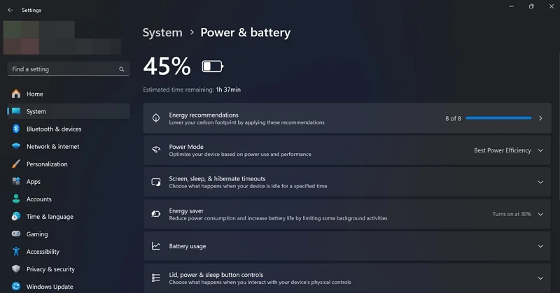 energy recommendations