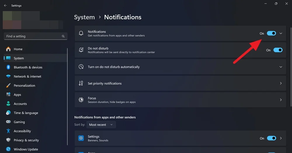 enable notifications on windows 11