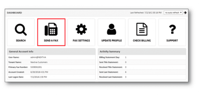 nextiva fax dash