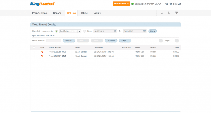 RingCentral Call Logging-Software