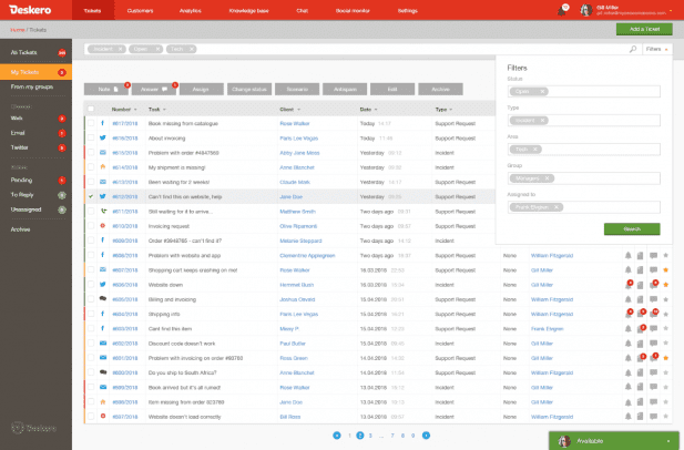 Deskero kostenlose Helpdesk-Software
