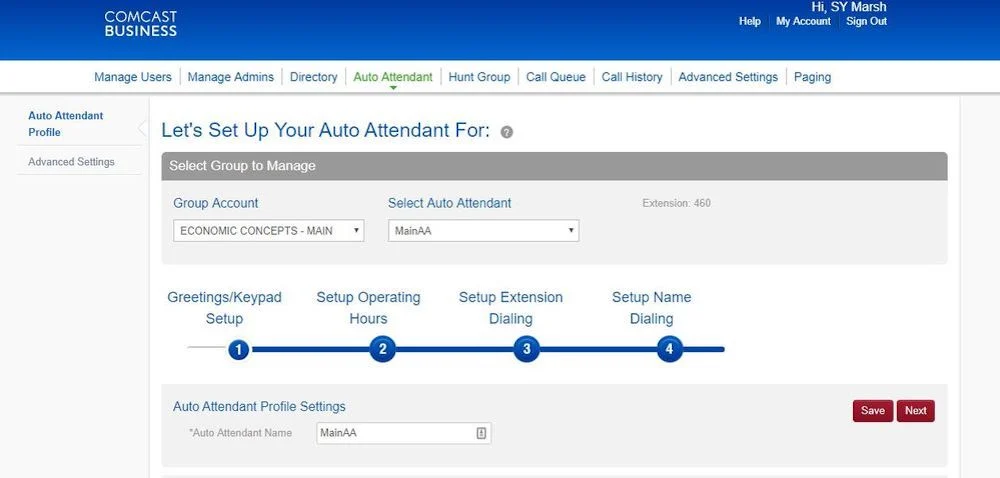 Operatore automatico Comcast VoiceEdge