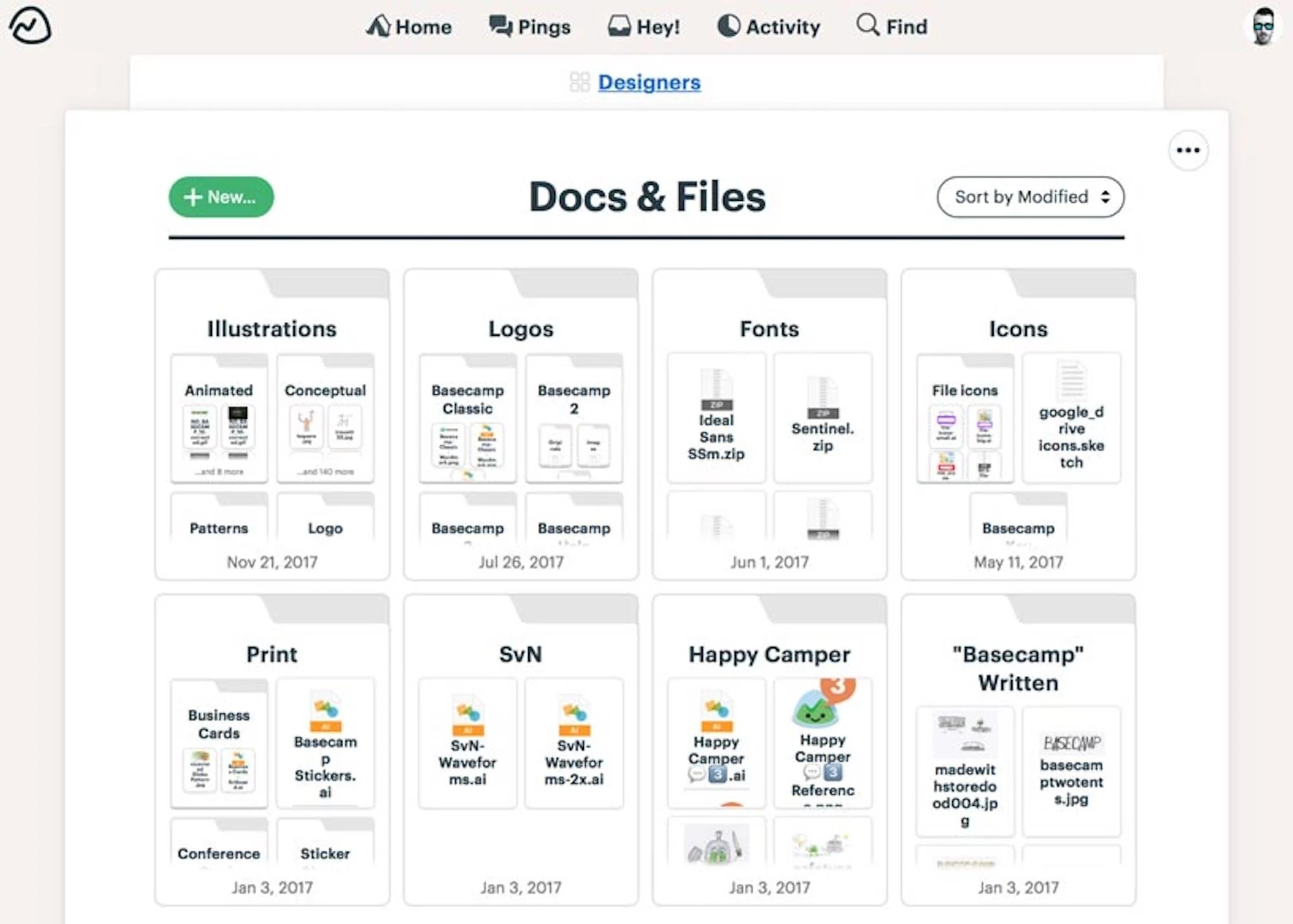 Uso compartido de archivos de Basecamp