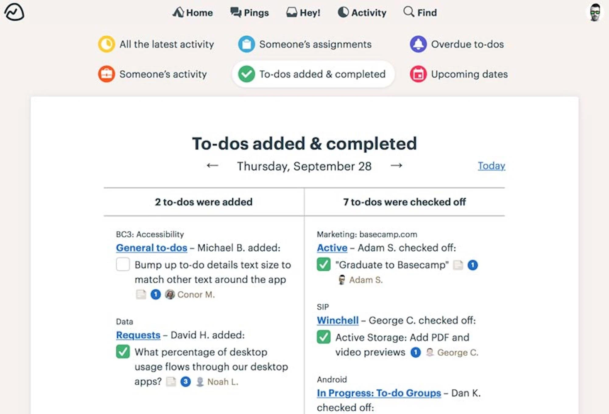 Basecamp قائمة المهام