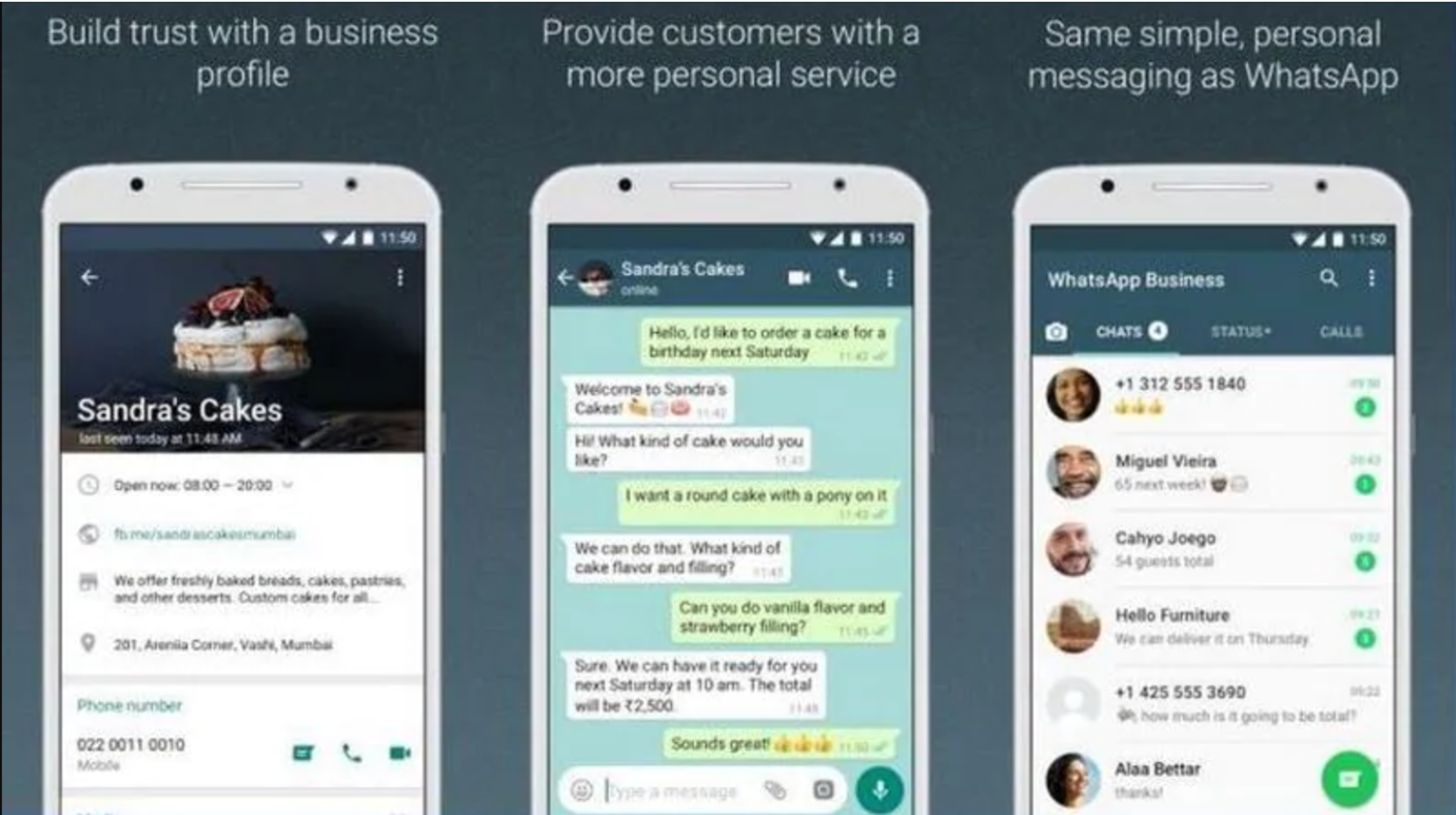 Interfaccia utente di WhatsApp Business