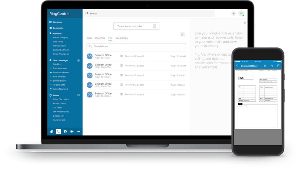 RingCentral الفاكس