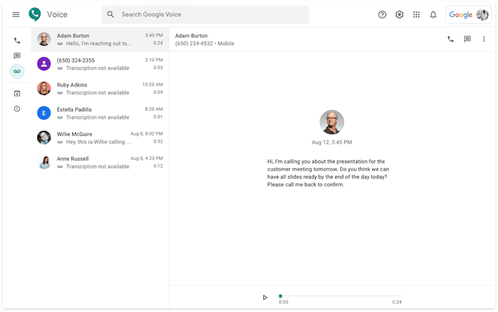 Transcriere Google-Voice-Voicemail