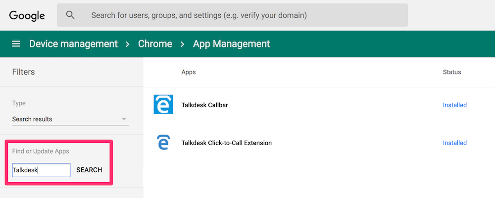 Installation de Talkdesk Gsuite