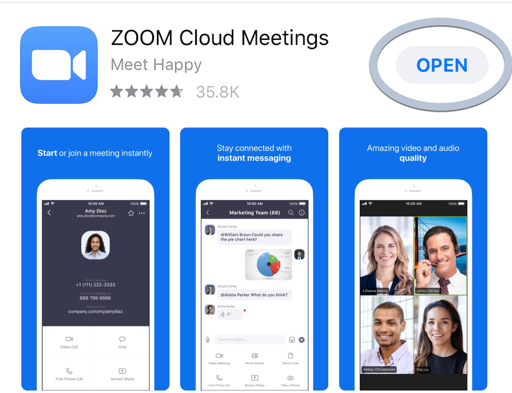 Application mobile Zoom