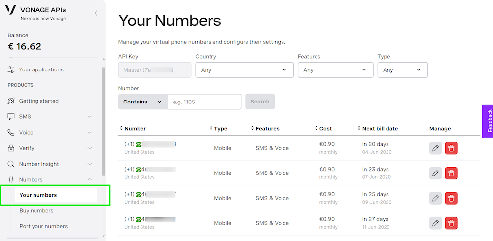 Vonage Apis