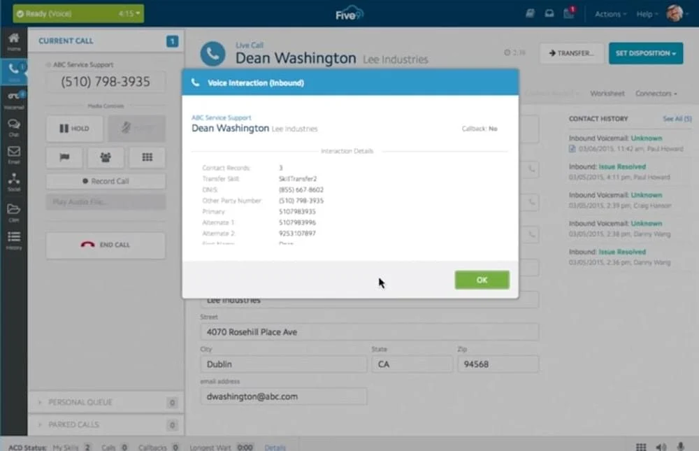 Five9 eingehender Anruf