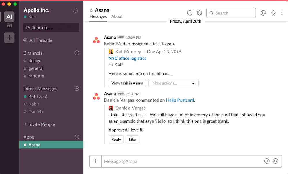 Asana Slack