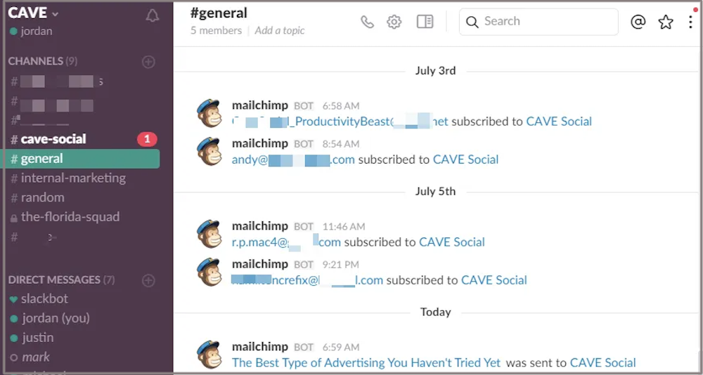 MailChimp Gevşek