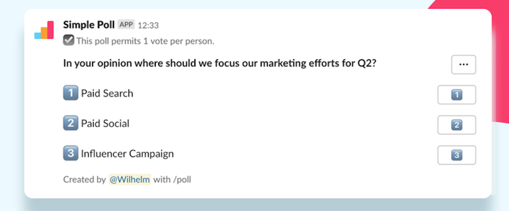 Slack Simple Poll