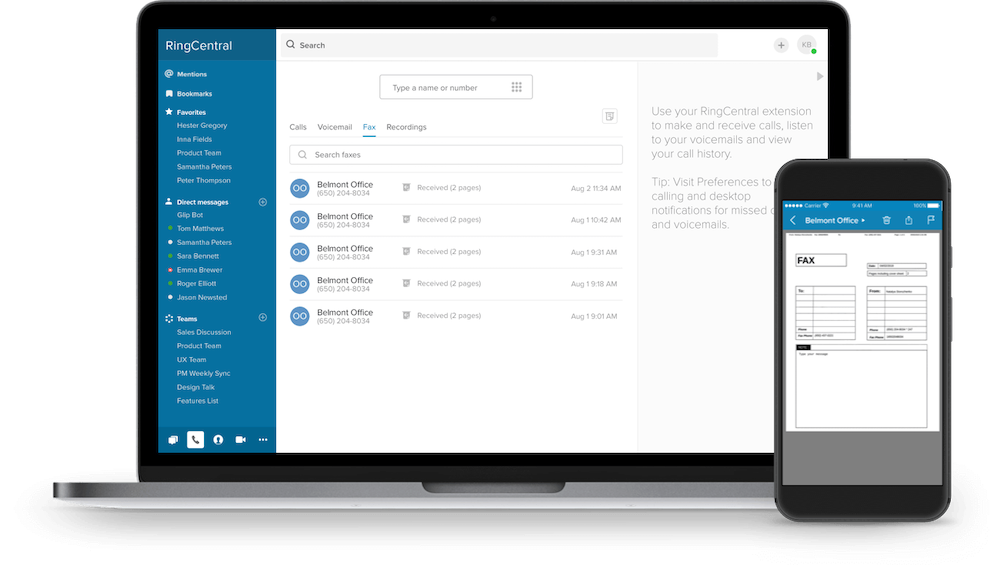 RingCentral الفاكس