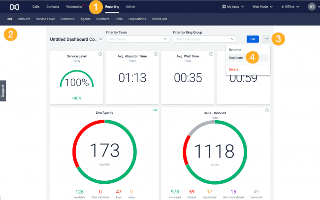 نظرة عامة على لوحة معلومات MiCloud Connect CX Live