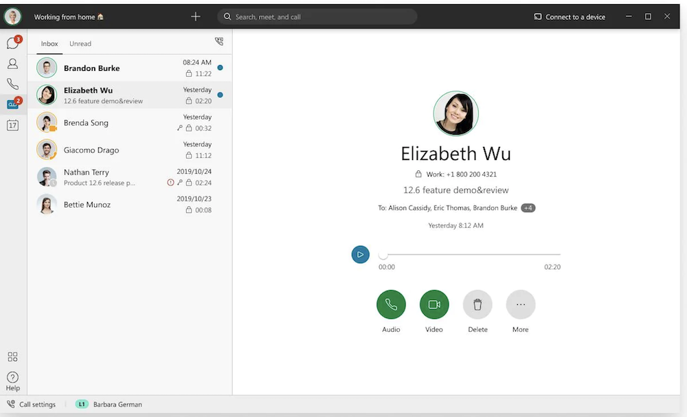 Webex 음성 메일