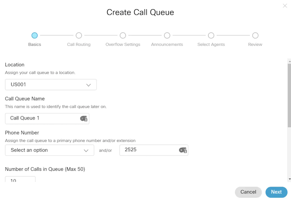 File d'attente d'appels Webex