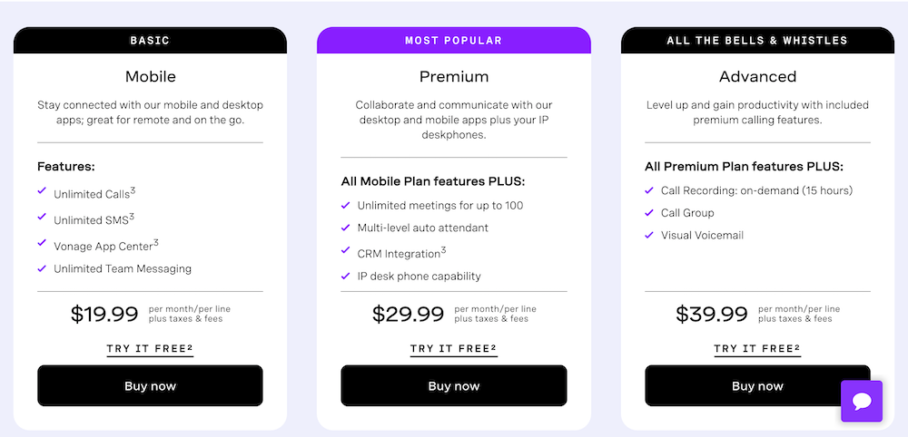 Vonage Business Pricing