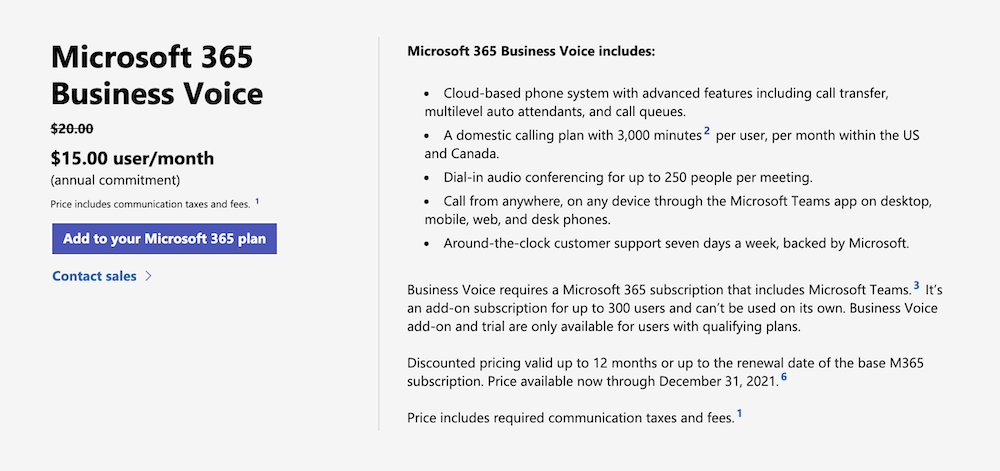 Preços de chamadas do Microsoft Teams