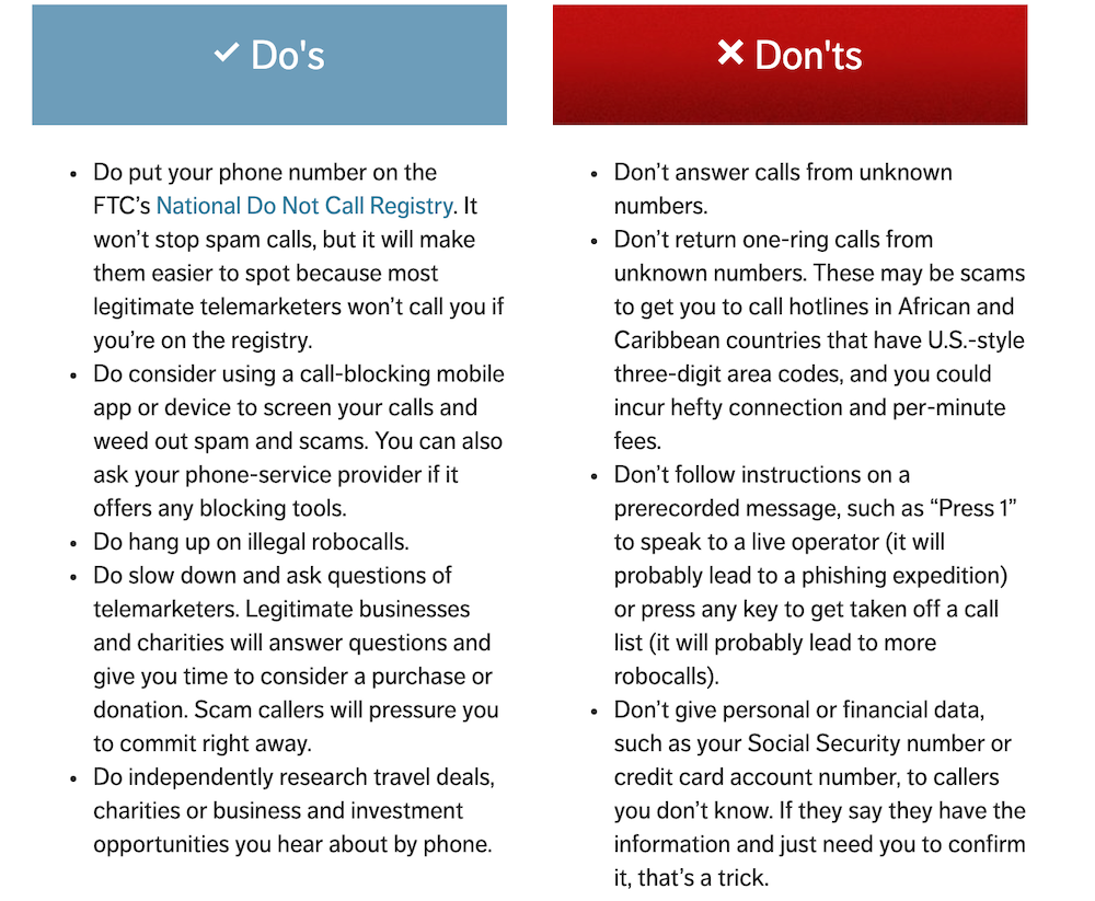 Scams Dos and Dont's