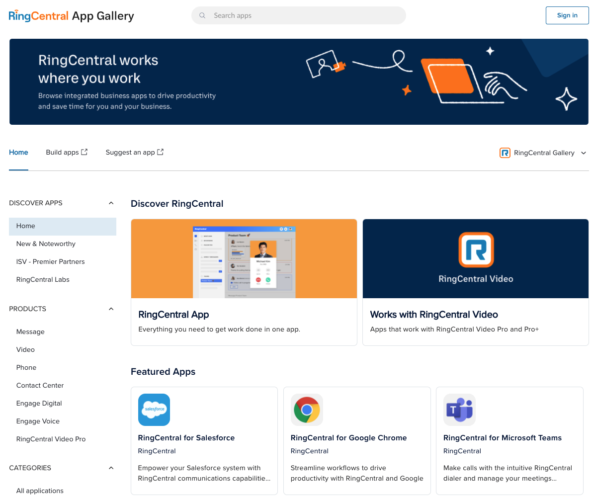 Aplicaciones e integraciones de RingCentral