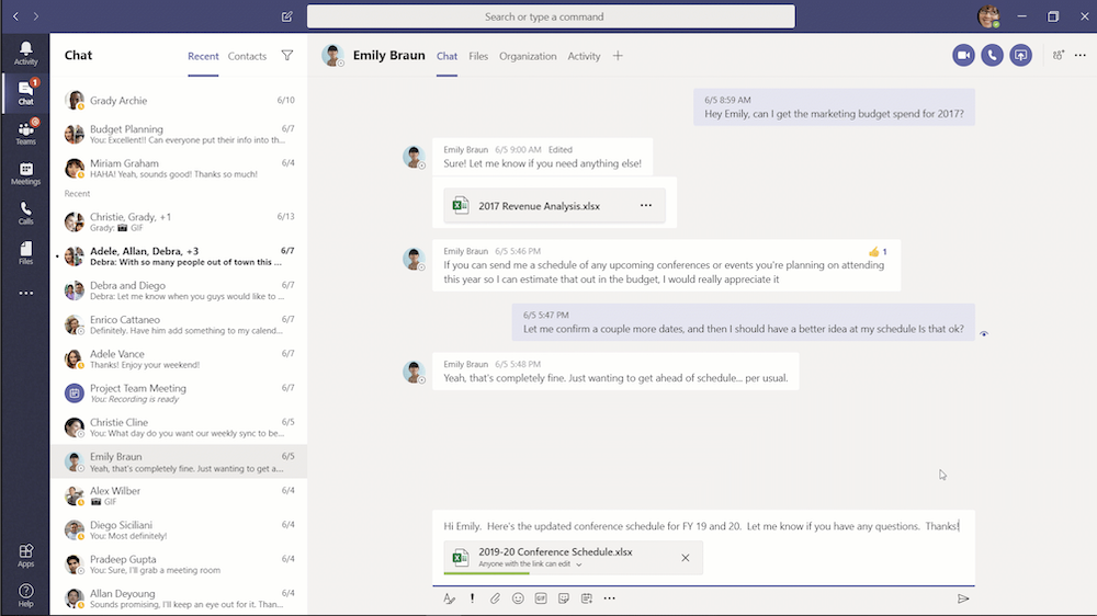 Wiadomości od Microsoft Teams