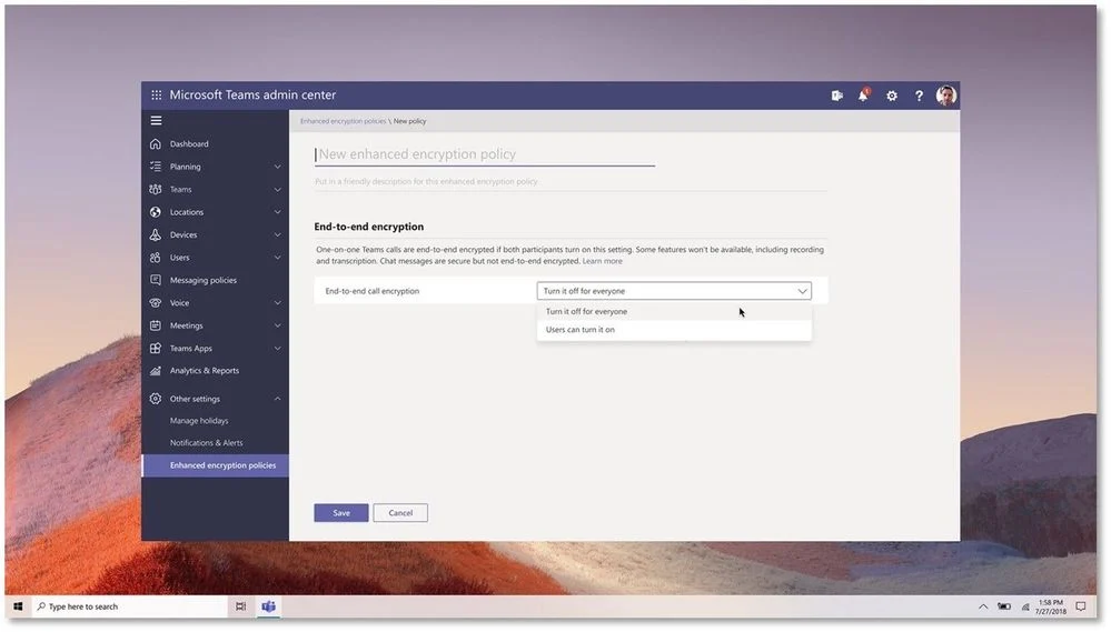 Microsoft Teams 종단 간 암호화