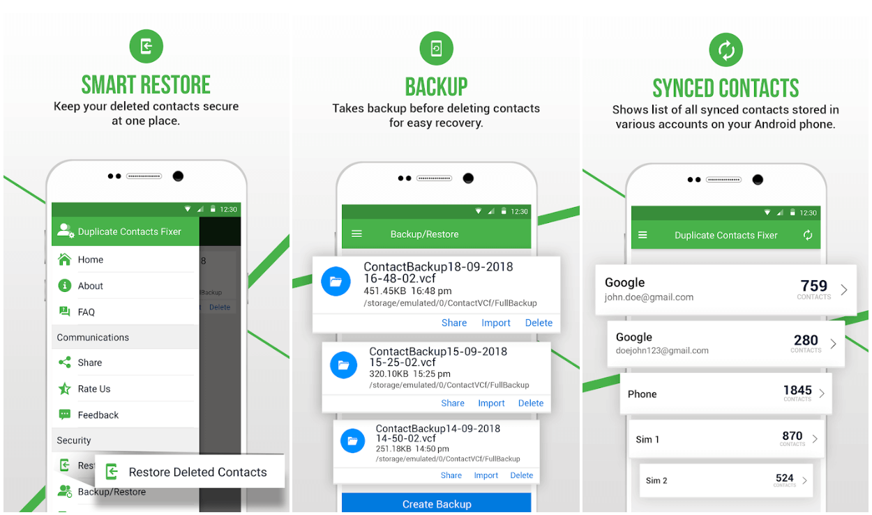 مكرر جهات الاتصال المثبت والمزيل- تطبيق Android