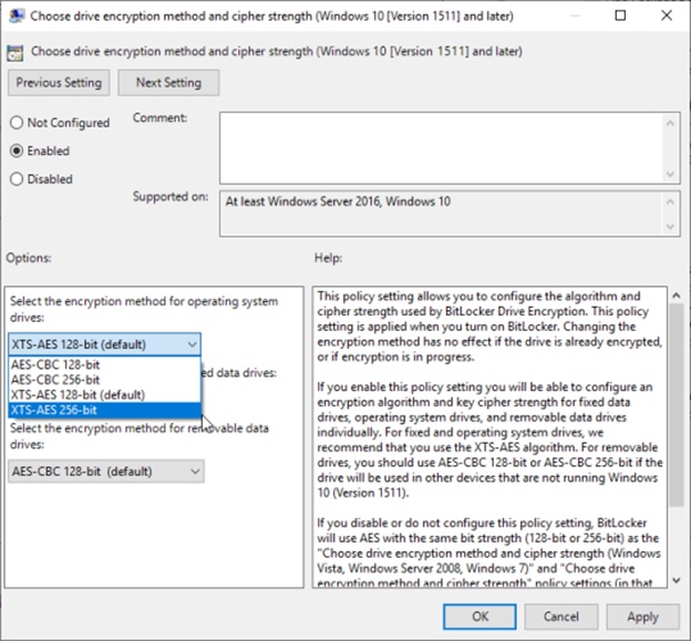 Cifrado de unidad BitLocker_XTS