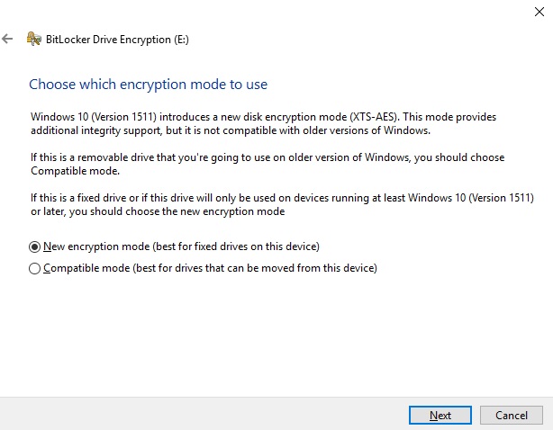 Cifrado de unidad BitLocker_Mode