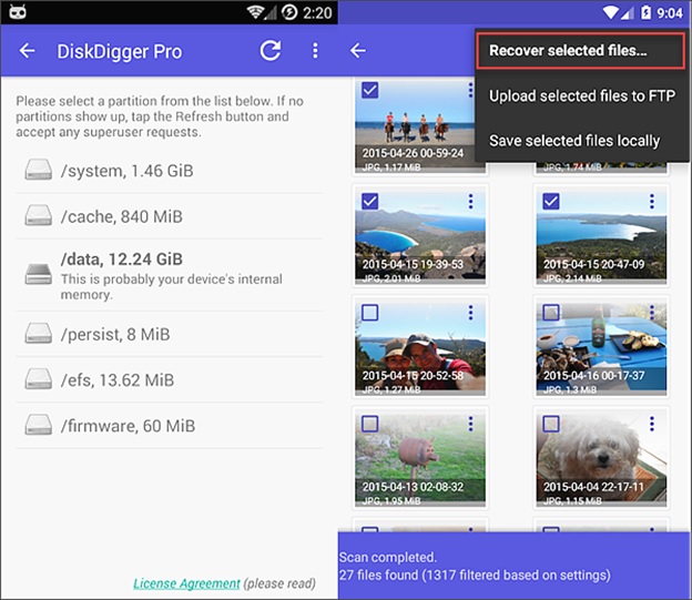 diskdigger_restore รูปภาพที่ถูกลบ android