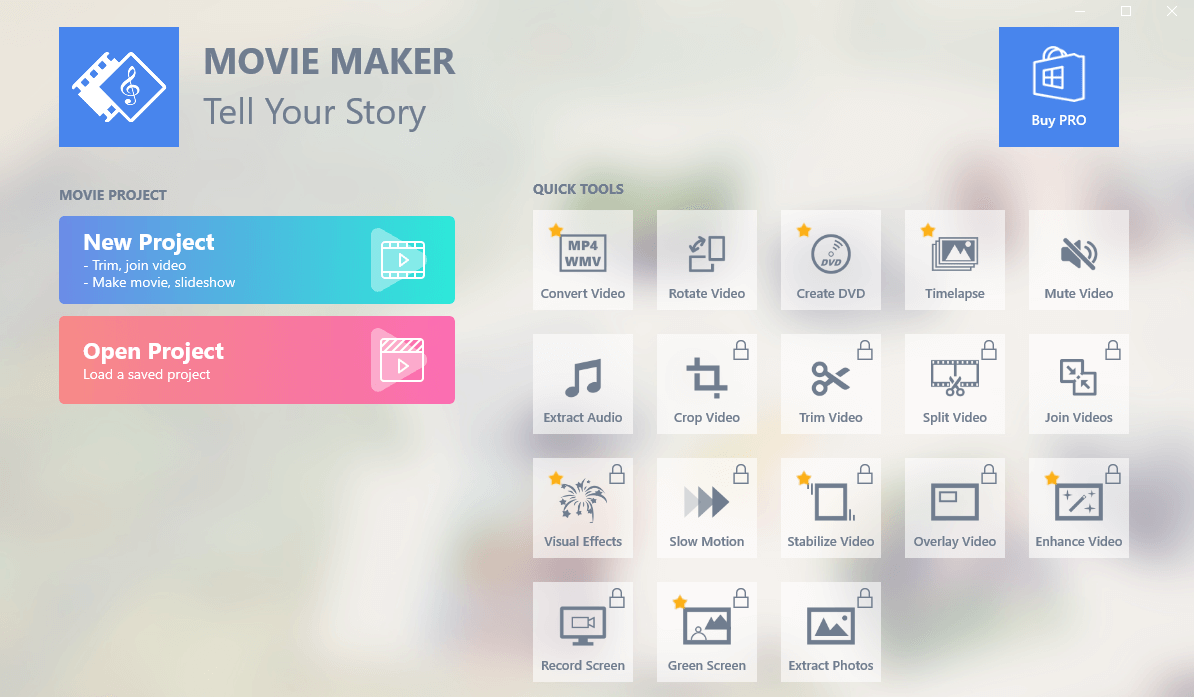 Layar Peluncuran Windows Movie Maker