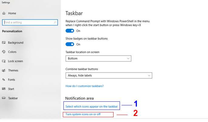 Configuración de la barra de tareas