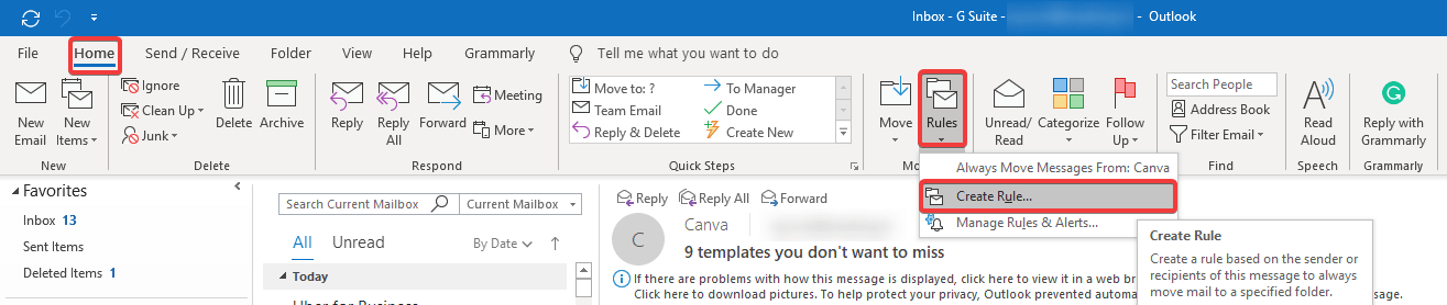 crea una regola per la risposta automatica in Outlook