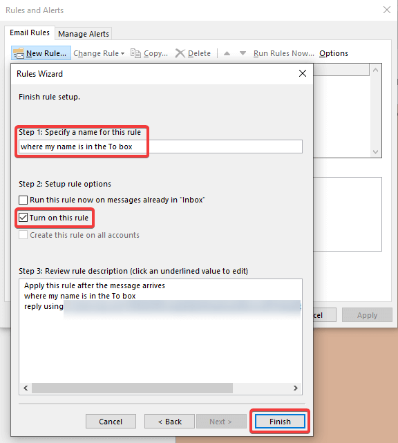 Selesai membuat aturan di outlook