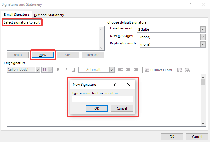 สร้างลายเซ็นใหม่ใน Outlook