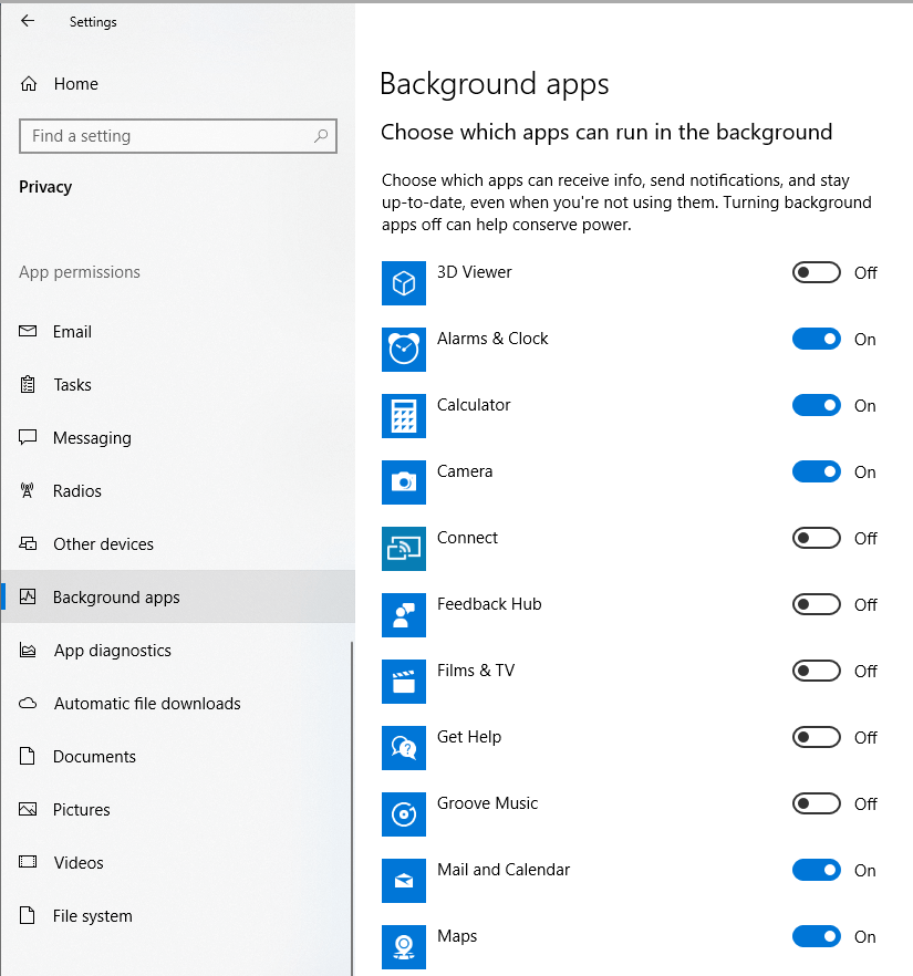 Esci dalle app di sistema