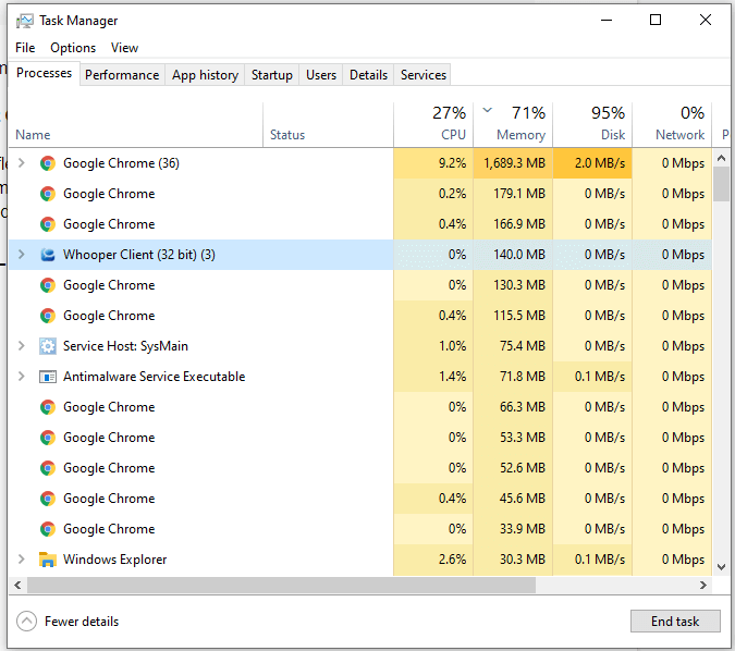 タスクマネージャからChromeを再起動します