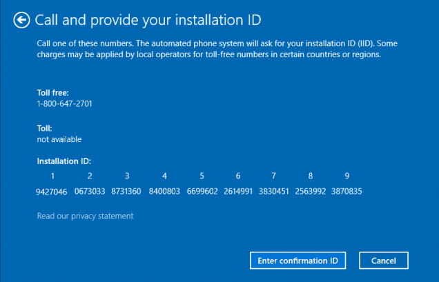 activation de Windows par téléphone