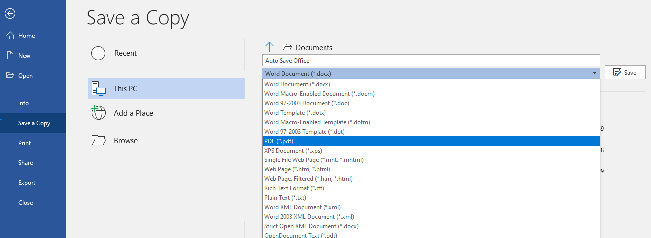 Speichern Sie Microsoft Word-Dateien im PDF-Format