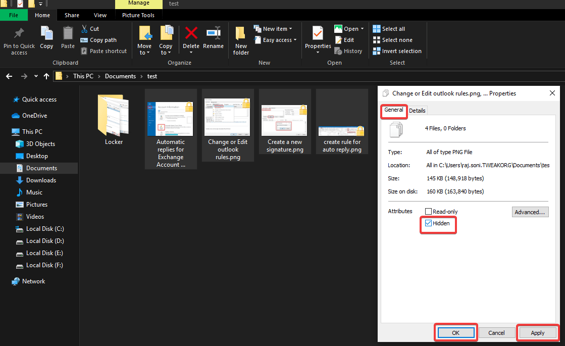 Windows'ta bir dosya veya klasörü gizleme