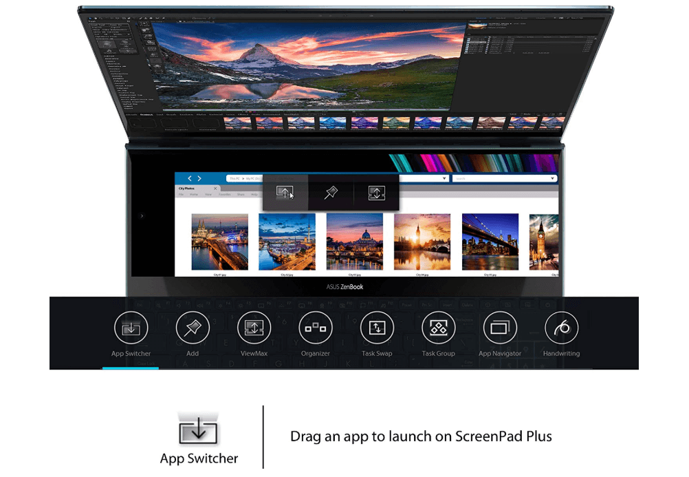 Conmutador de aplicaciones para portátiles de pantalla dual Asus ZenBook Pro Duo
