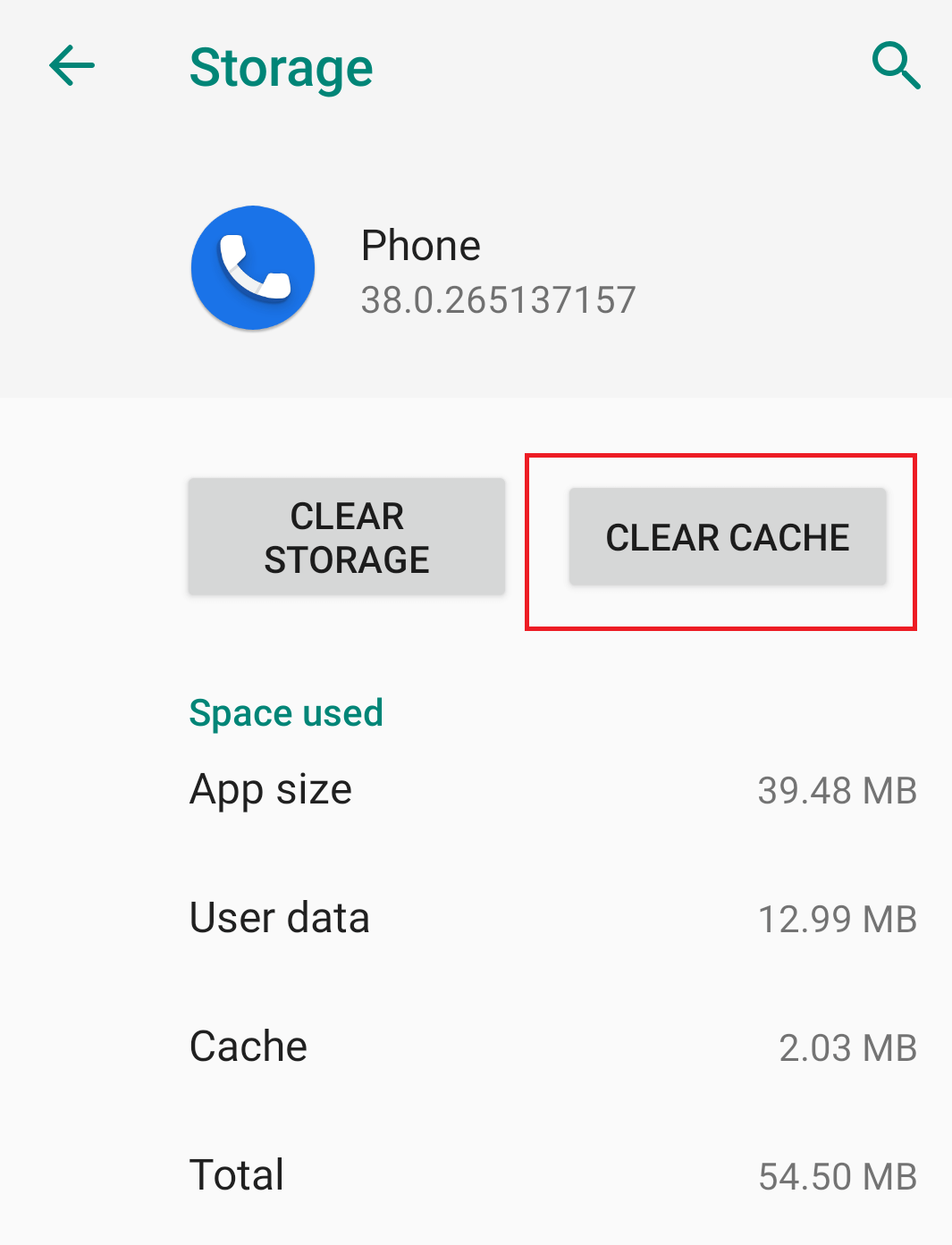 Appuyez sur Effacer le cache