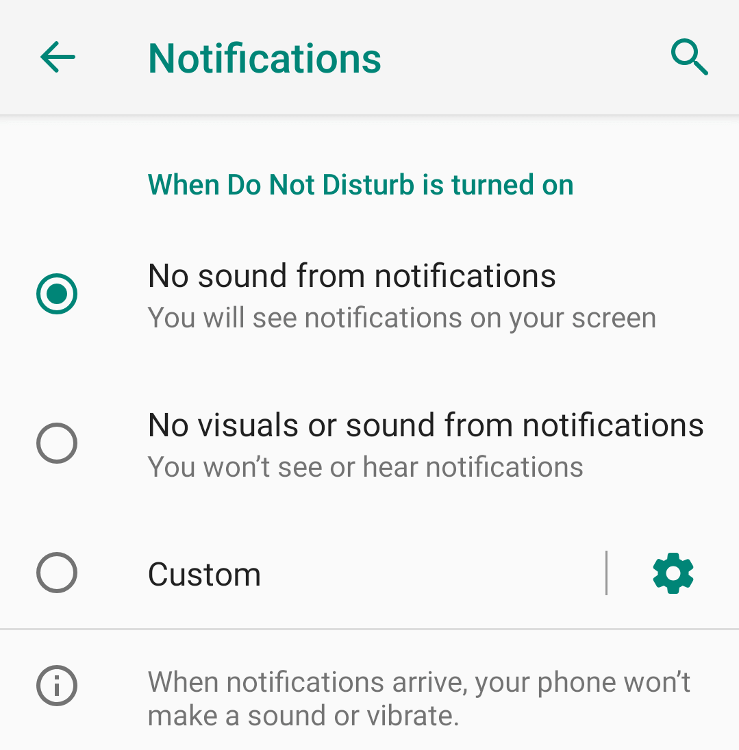 Desmarque la opción Sin imágenes ni sonido de las notificaciones