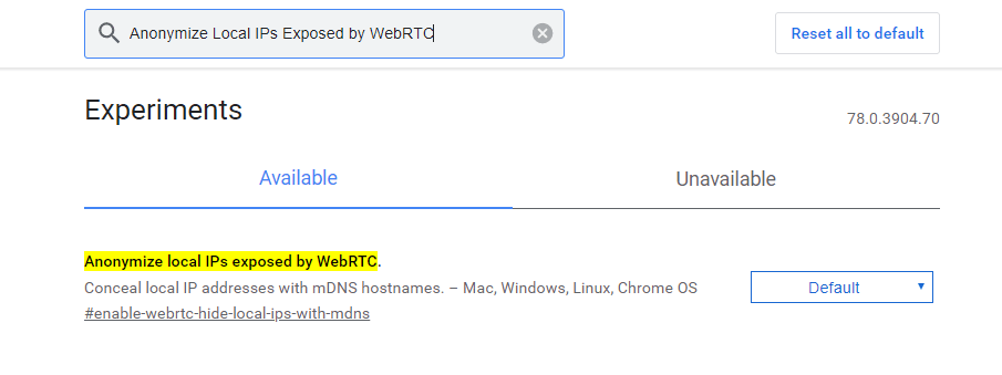 Anonimizuj lokalne adresy IP ujawnione przez WebRTC