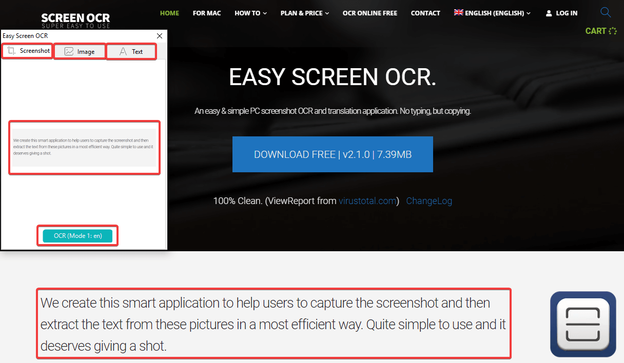 Console de conversion OCR Easy Screen