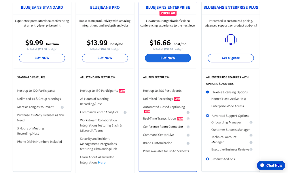 Bluejeans pricing