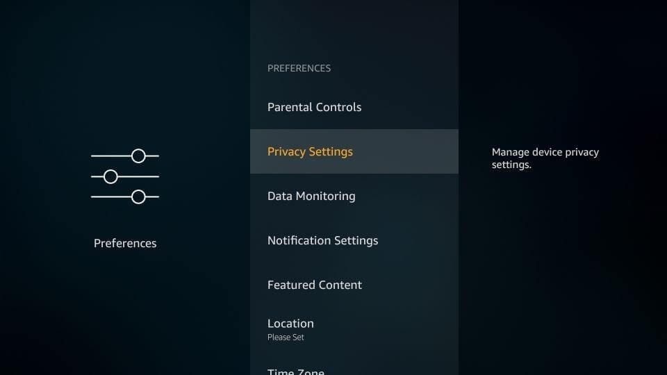 Configuração de privacidade_Amazon Fire Stick