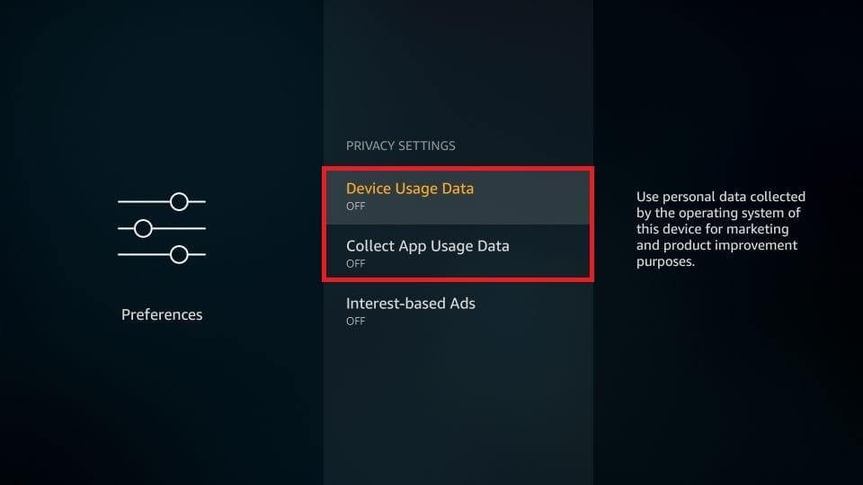 utilisation des données de l'appareil_Fire Stick